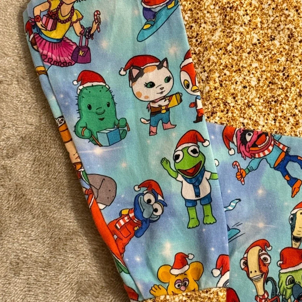 Disney Christmas Mashup Long Sleeve Top Mickey Kermit Sofia Doc McStuffins Gold